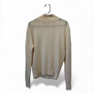 Vintage Lord & Taylor Ivory Thin 100% Cashmere Cable Knit Size L‎